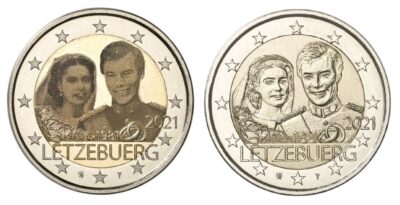 (afbeelding voor) 2 Euromunt Luxemburg 2021 - 40 Jaar Huwelijk - Relief + Foto